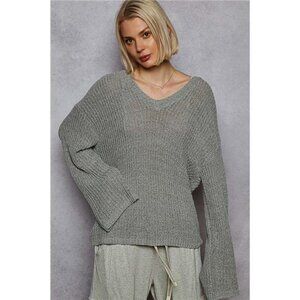 POL Oversized V-Neck Knit Top
